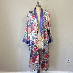 L.A. Intimates Multicolor Floral Print Satin Robe